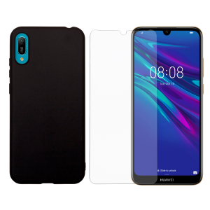 Θήκη Silky Matte Μαύρη + γυαλί προστασίας οθόνης COSY για το HUAWEI Y6 (2019)