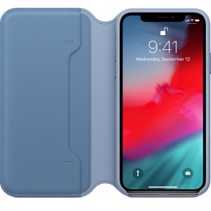 Δερμάτινη θήκη Folio APPLE iPhone Xs Ανοιχτό Μπλε