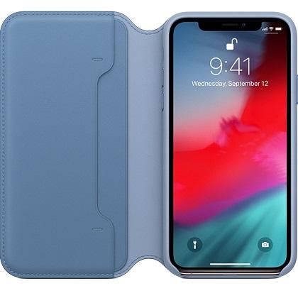 dermatini thiki Folio APPLE iPhone Xs anoixto mple