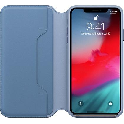 dermatini thiki Folio APPLE iPhone Xs max anoixto mple