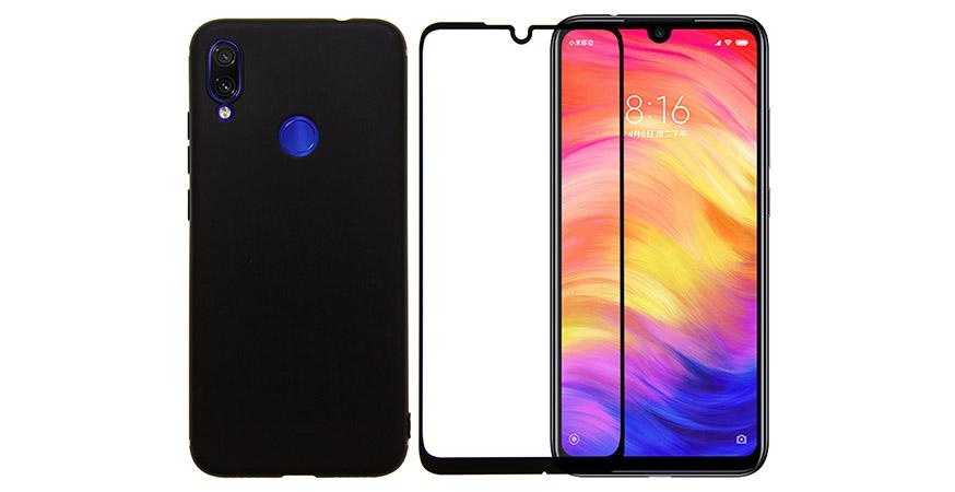 thiki Matte mayri + gyali prostasias othonis me plaisio COSY gia to XIAOMI Redmi note 7