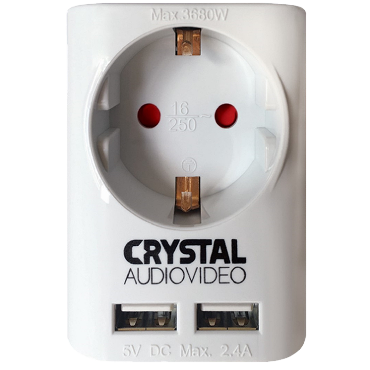 CRYSTAL AUDIO μονόπριζο ταξιδίου με 2 θύρες USB Λευκό