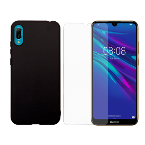 Θήκη Matte Μαύρη + γυαλί προστασίας οθόνης COSY για το HUAWEI Y6 (2019)