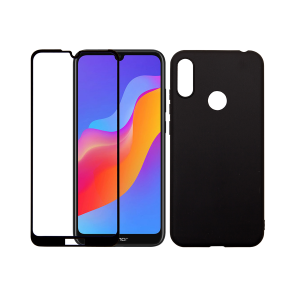Θήκη Matte Μαύρη + γυαλί προστασίας οθόνης με πλαίσιο COSY για το HONOR 8A