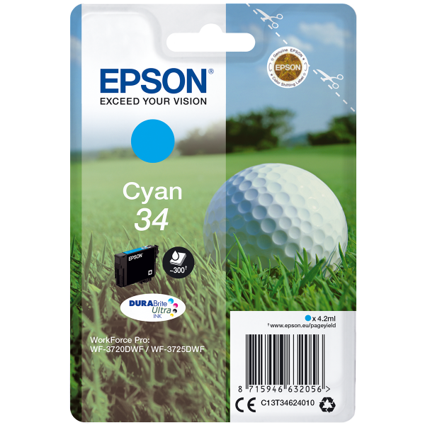 EPSON μελάνι 34 DURABrite Ultra Golf Ball Κυανό