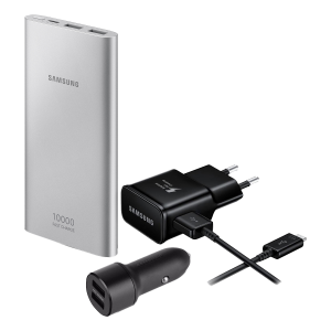 Πακέτο Powerbank 10000mAh USB Type C + φορτιστής ταξιδίου + φορτιστής αυτοκινήτου Fast 2 θύρες USB SAMSUNG