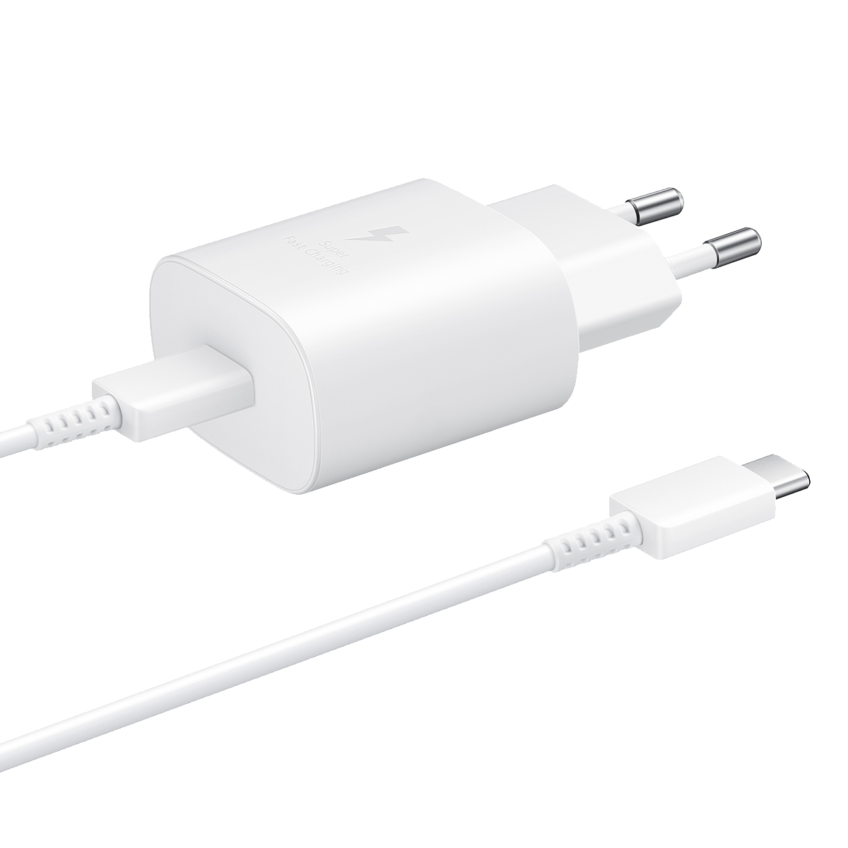 Φορτιστής ταξιδίου SAMSUNG 25W + καλώδιο USB Type-C σε Type-C Λευκό