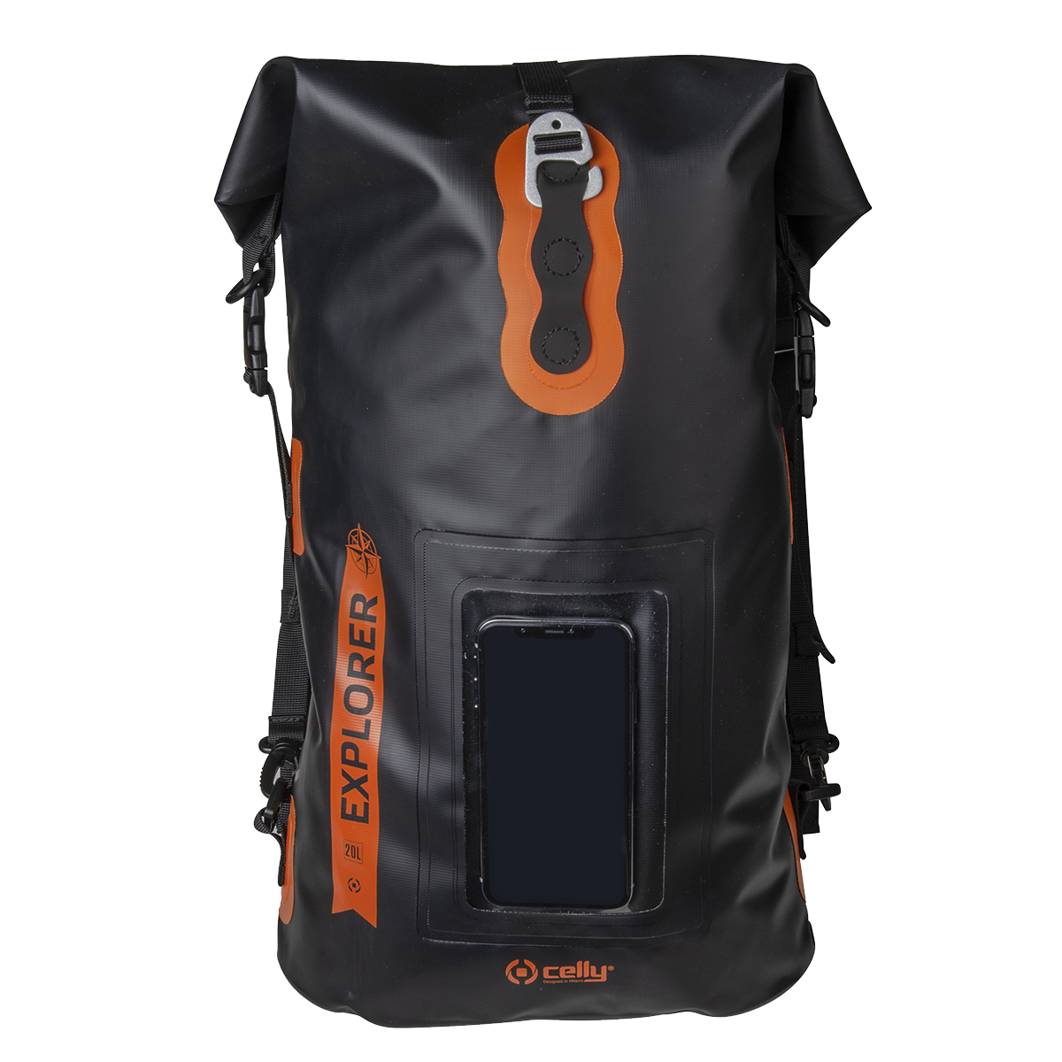 Σακίδιο CELLY Explorer 20 λίτρων με ενσωματωμένη θήκη για Smartphone έως 6.5'' Μαύρο