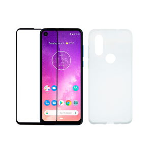 Διάφανη θήκη + γυαλί προστασίας οθόνης με πλαίσιο COSY για το MOTOROLA One Vision