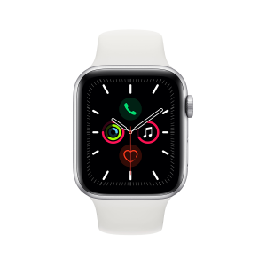 APPLE Watch Series 5 GPS 44mm Silver Aluminium με Sport Band Λευκό