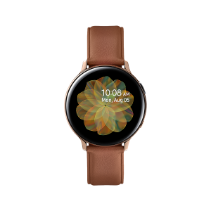 SAMSUNG Galaxy Watch Active2 Bluetooth 40mm Stainless Steel Gold με δερμάτινο καφέ λουράκι