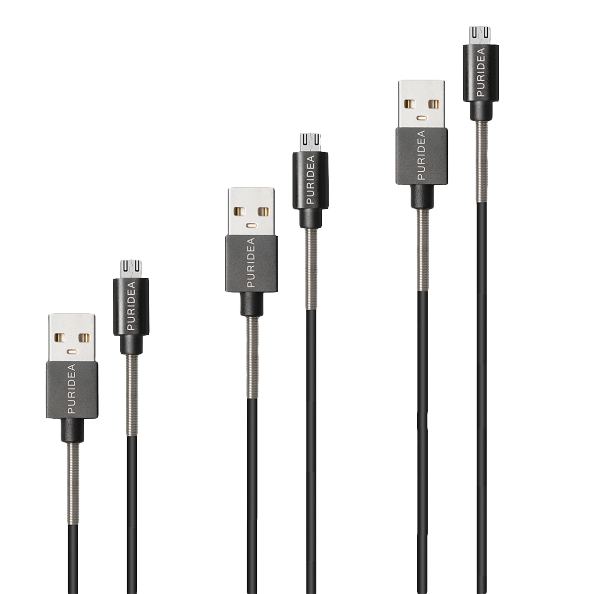 Σετ 3 καλωδίων USB σε Micro USB PURIDEA L18 2.4A 0.2/ 1/ 2 μέτρα