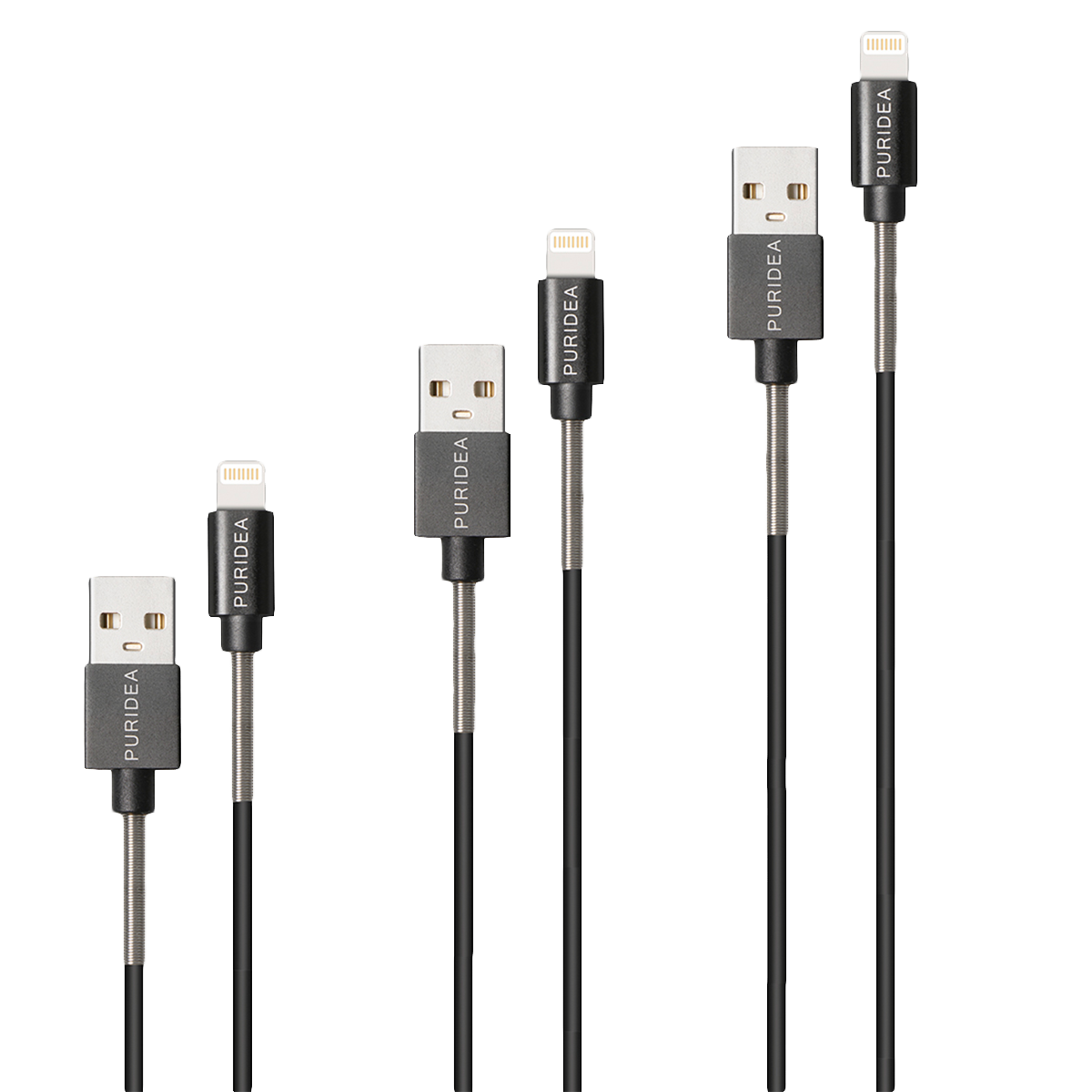 Σετ 3 καλωδίων USB σε Lightning PURIDEA L18 2.4A 0.2/ 1/ 2 μέτρα