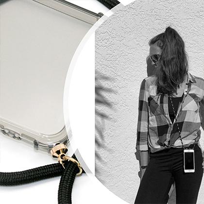 trasparent case Crossbody INOS for XIAOMI Redmi 7 with black strap