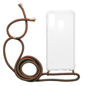 Διάφανη θήκη Crossbody INOS για το XIAOMI Redmi Note 7 με καφέ κορδόνι