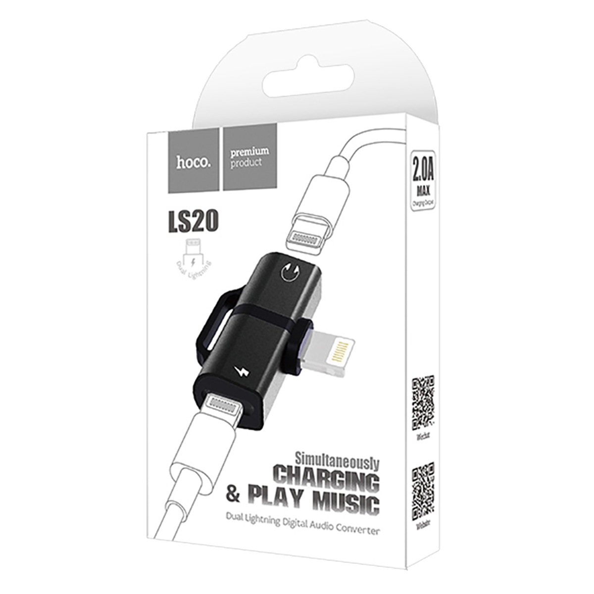 Αντάπτορας HOCO LS20 Dual Lightning Μαύρο - 3