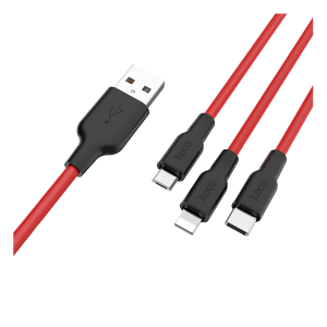 Καλώδιο HOCO X21 3 σε 1 Μαύρο/ Κόκκινο