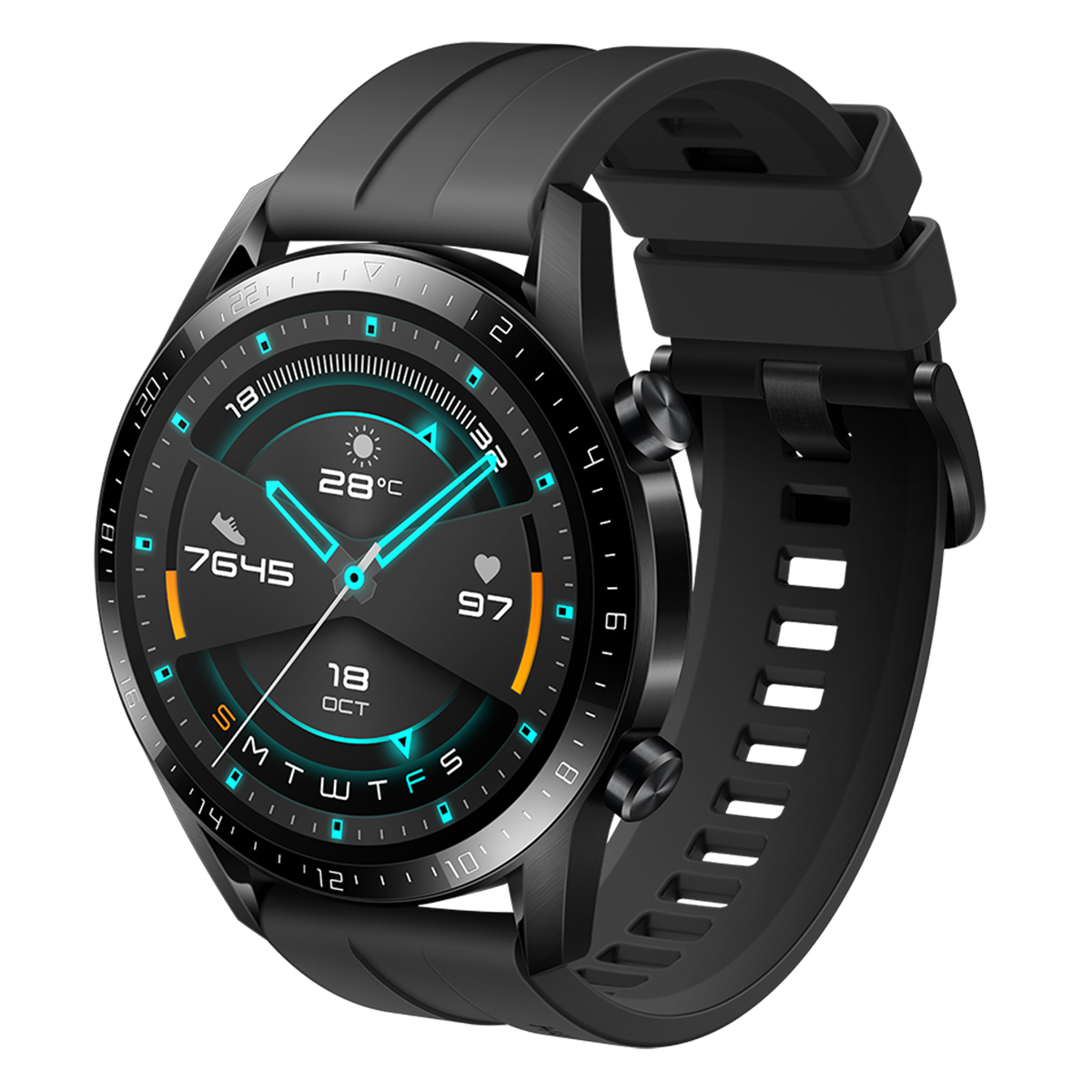 HUAWEI Watch GT 2 46mm με μαύρο λουράκι - 2