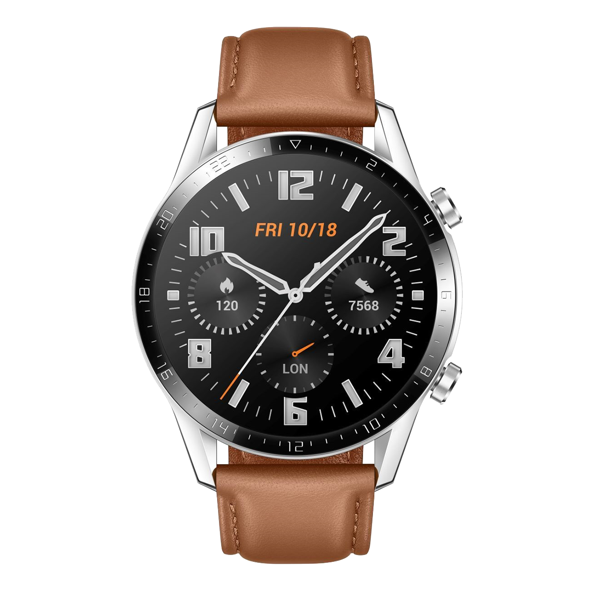 HUAWEI Watch GT 2 46mm με καφέ δερμάτινο λουράκι