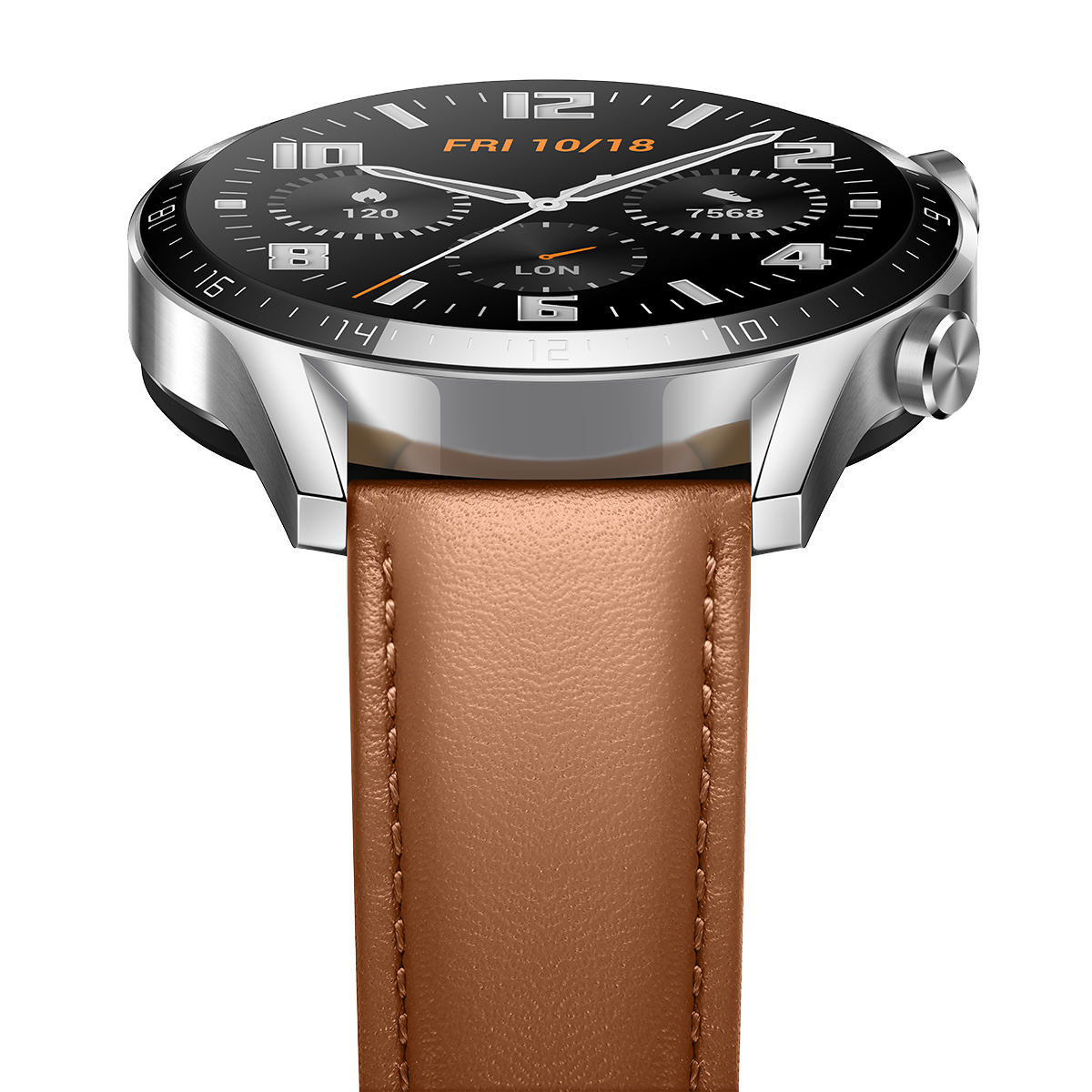 HUAWEI Watch GT 2 46mm με καφέ δερμάτινο λουράκι - 3