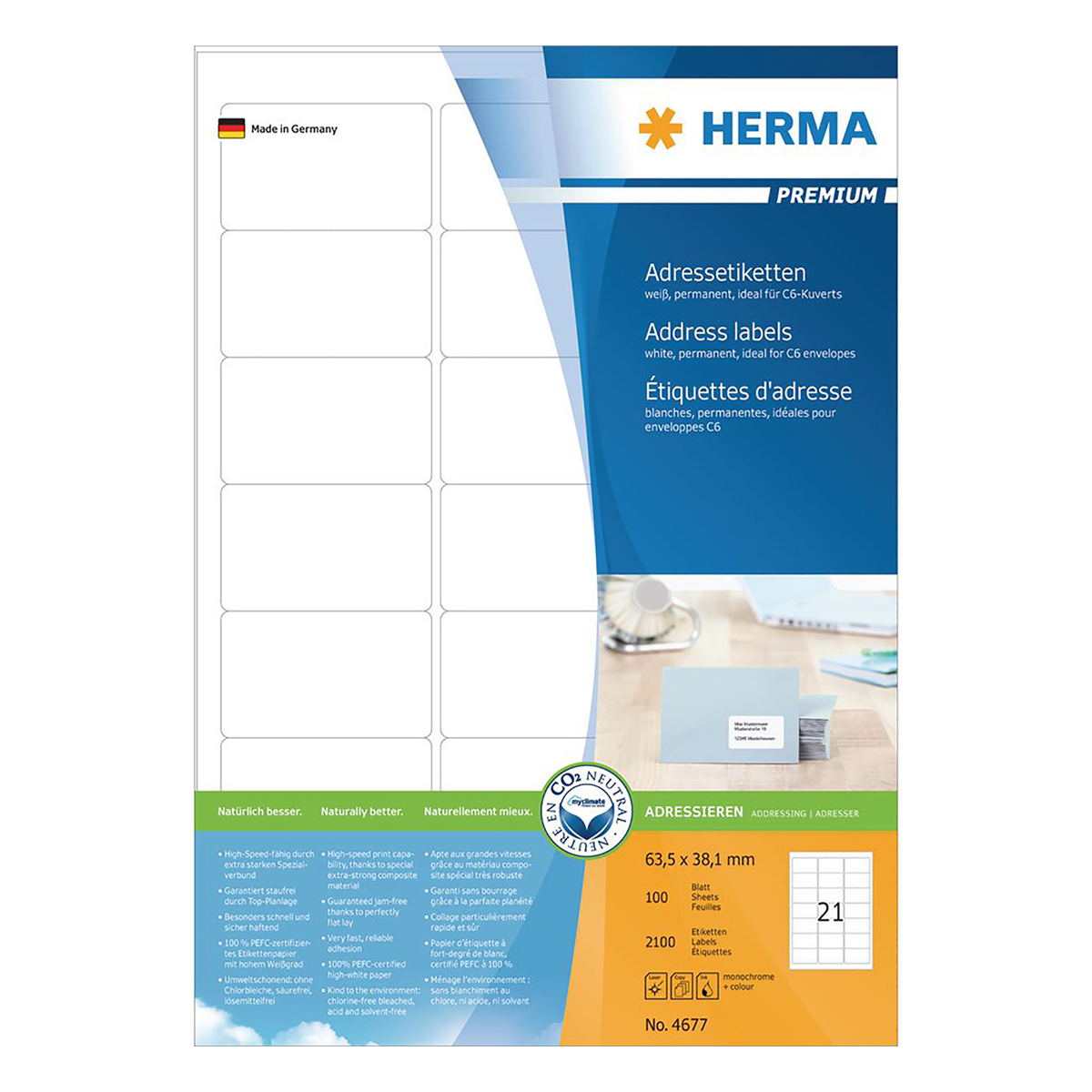 Ετικέτες 63.5x38.1 HERMA PREMIUM 4677 (100 φύλλα)