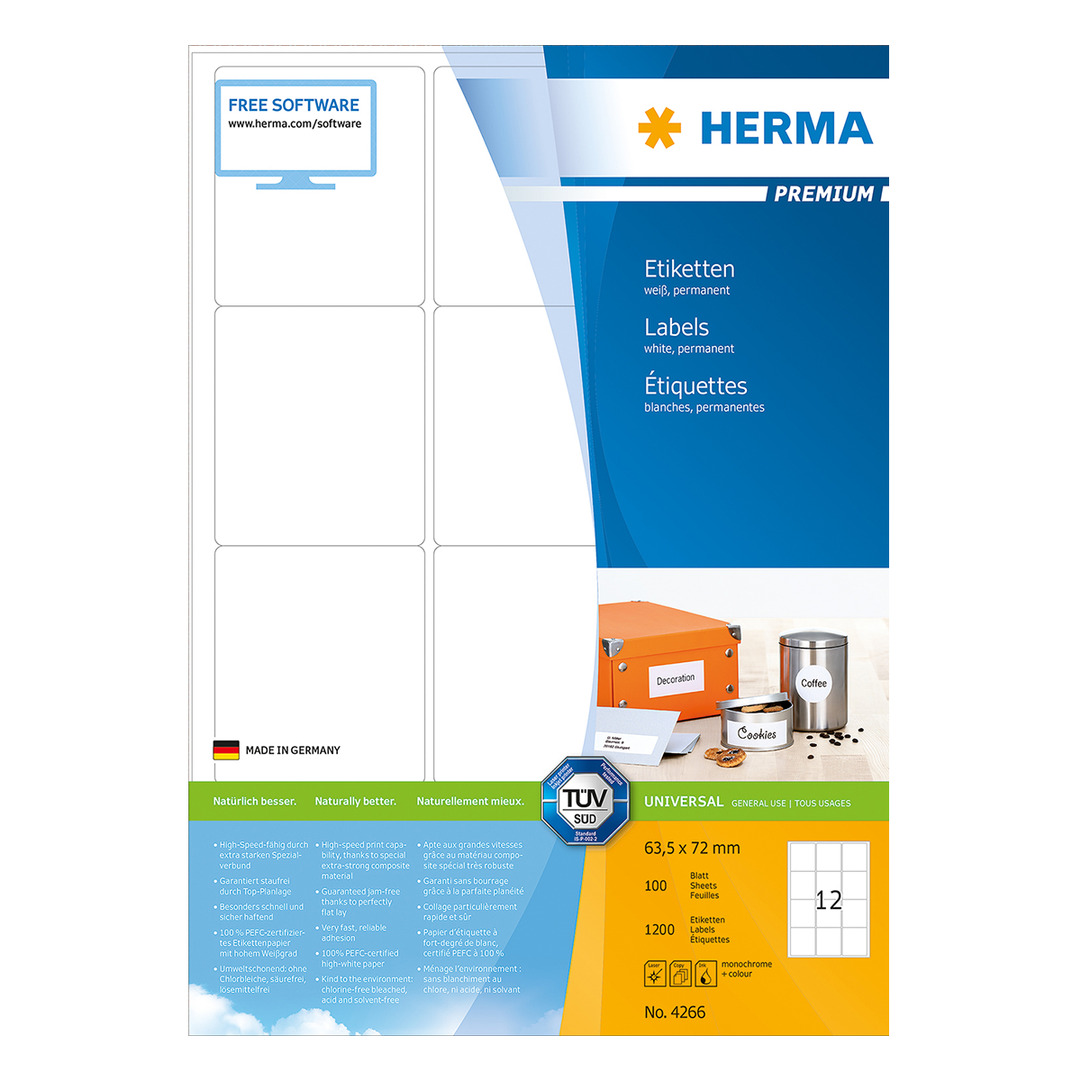 Ετικέτες 63.5x72 HERMA PREMIUM 4466 (100 φύλλα)