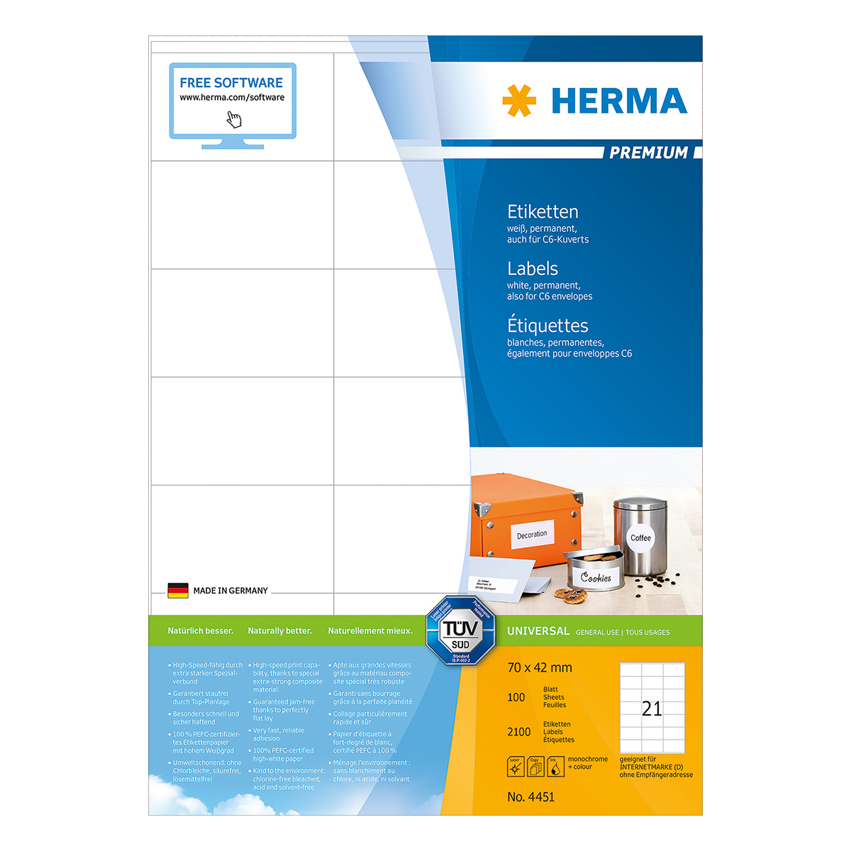 Ετικέτες 70x42 HERMA PREMIUM 4451 (100 φύλλα)