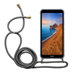 Ημιδιάφανη θήκη Crossbody INOS για το XIAOMI Redmi 7A με γκρι κορδόνι