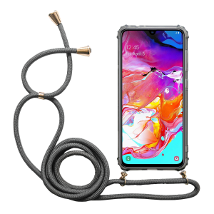 Ημιδιάφανη θήκη Crossbody INOS για το SAMSUNG Galaxy A70 με γκρι κορδόνι