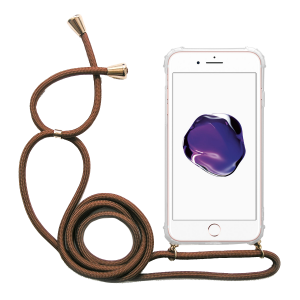 Διάφανη θήκη Crossbody INOS για τα iPhone 7/ 8 με καφέ κορδόνι