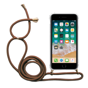 Διάφανη θήκη Crossbody INOS για τα iPhone 7 Plus/ 8 Plus με καφέ κορδόνι