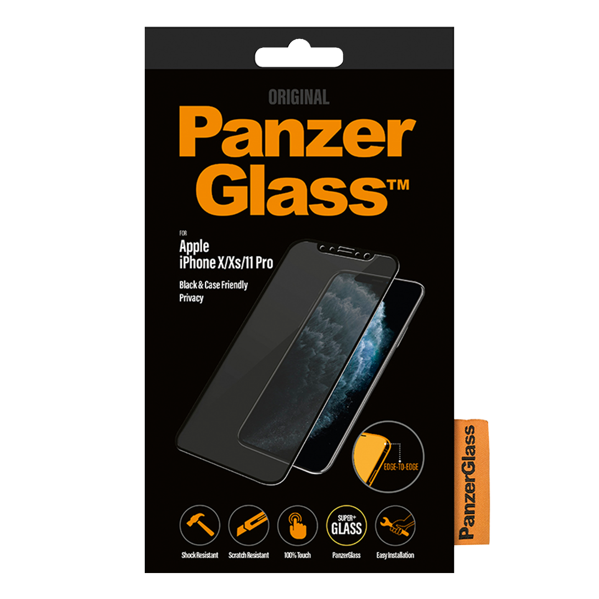 Γυαλί προστασίας οθόνης με πλαίσιο PANZERGLASS Case Friendly Privacy για τα iPhone X/ Xs/ 11 Pro - 2