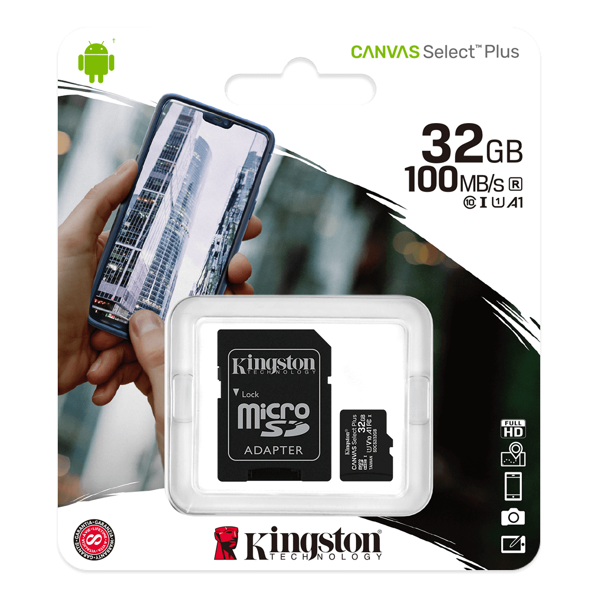 KINGSTON Canvas Select Plus κάρτα μνήμης Micro SDHC Class 10 UHS-1 32GB με αντάπτορα