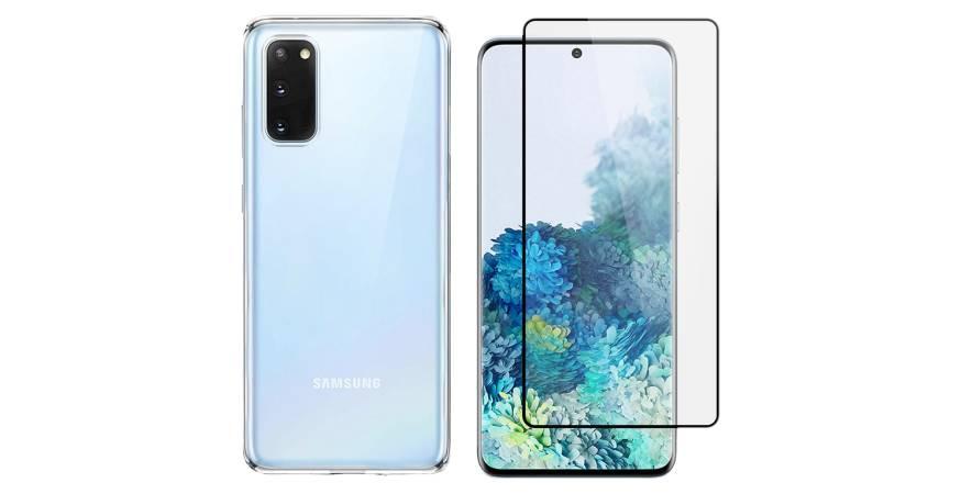 SAMSUNG Galaxy S20 Transparent Case + Glass Screen Protector with COSY Frame