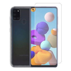 Διάφανη θήκη + γυαλί προστασίας οθόνης COSY για το SAMSUNG Galaxy A21s