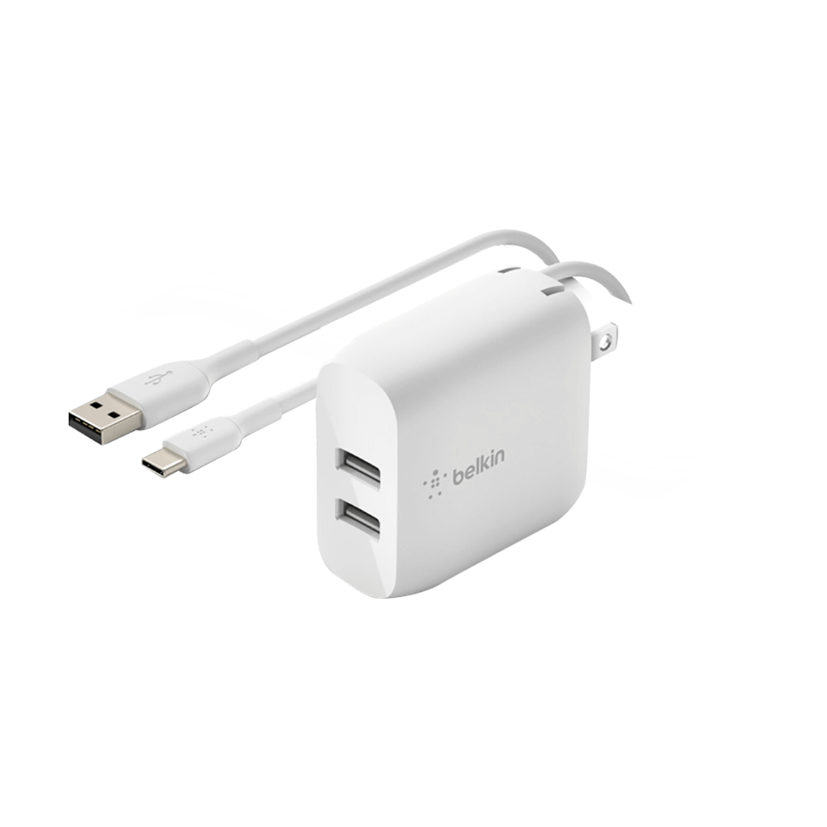 Φορτιστής ταξιδίου BELKIN Boost Charge Dual USB-A 24W με καλώδιο USB-A σε USB Type-C