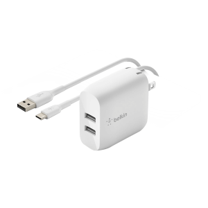 Φορτιστής ταξιδίου BELKIN Boost Charge Dual USB-A 24W με καλώδιο USB-A σε USB Type-C
