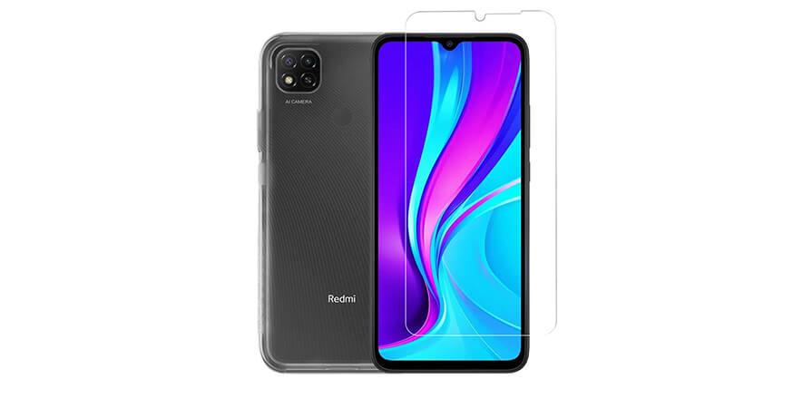 Transparent case + COSY screen protector glass for XIAOMI Redmi 9C