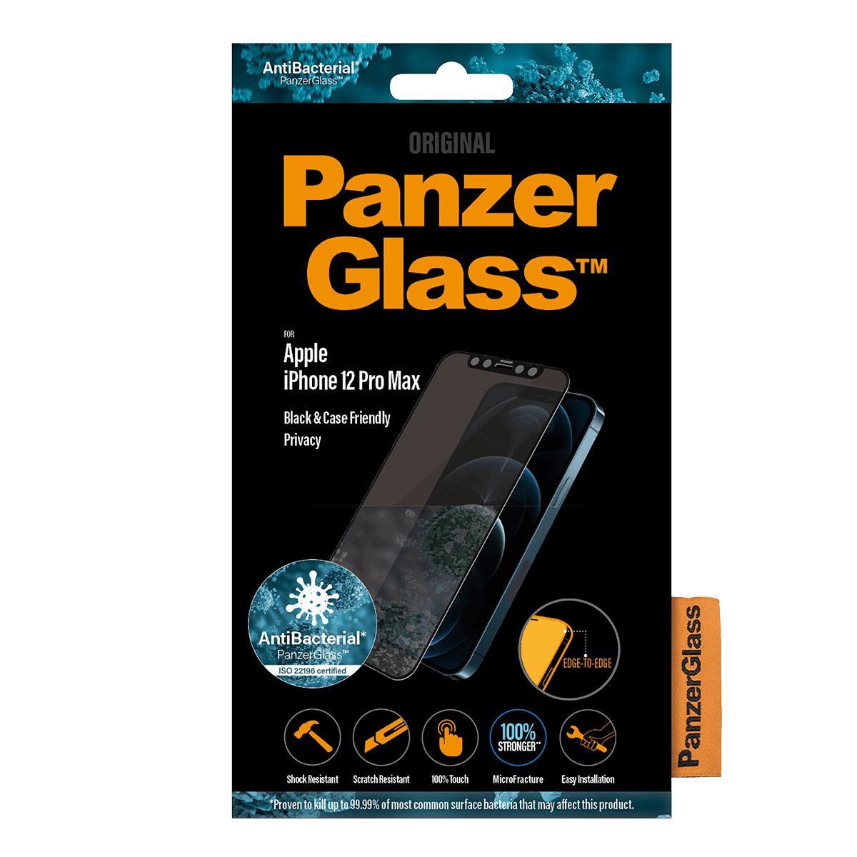 Γυαλί προστασίας οθόνης με πλαίσιο PANZERGLASS Case Friendly Privacy για το iPhone 12 Pro Max - 2