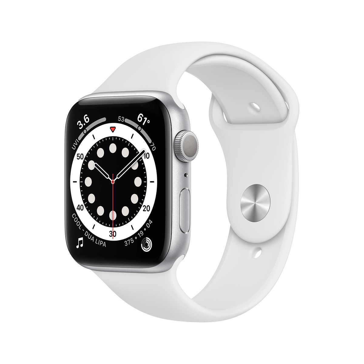 APPLE Watch Series 6 GPS 44mm Silver Aluminium με Sport Band White