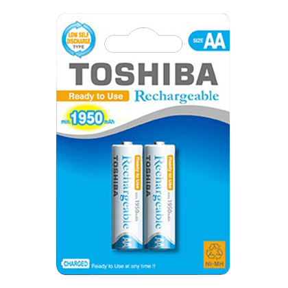 TOSHIBA - AA Rechargeable Batteries 1950mAh (2 Pieces)