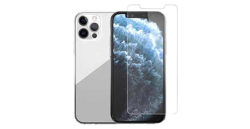 Transparent acrylic case + COSY screen protector glass for iPhone 12 Pro Max