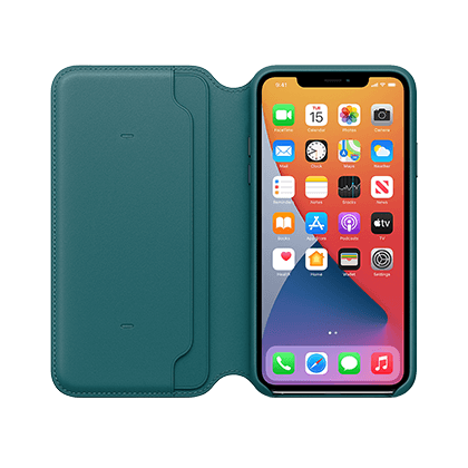 APPLE Folio iPhone 11 Pro Max Peacock leather case