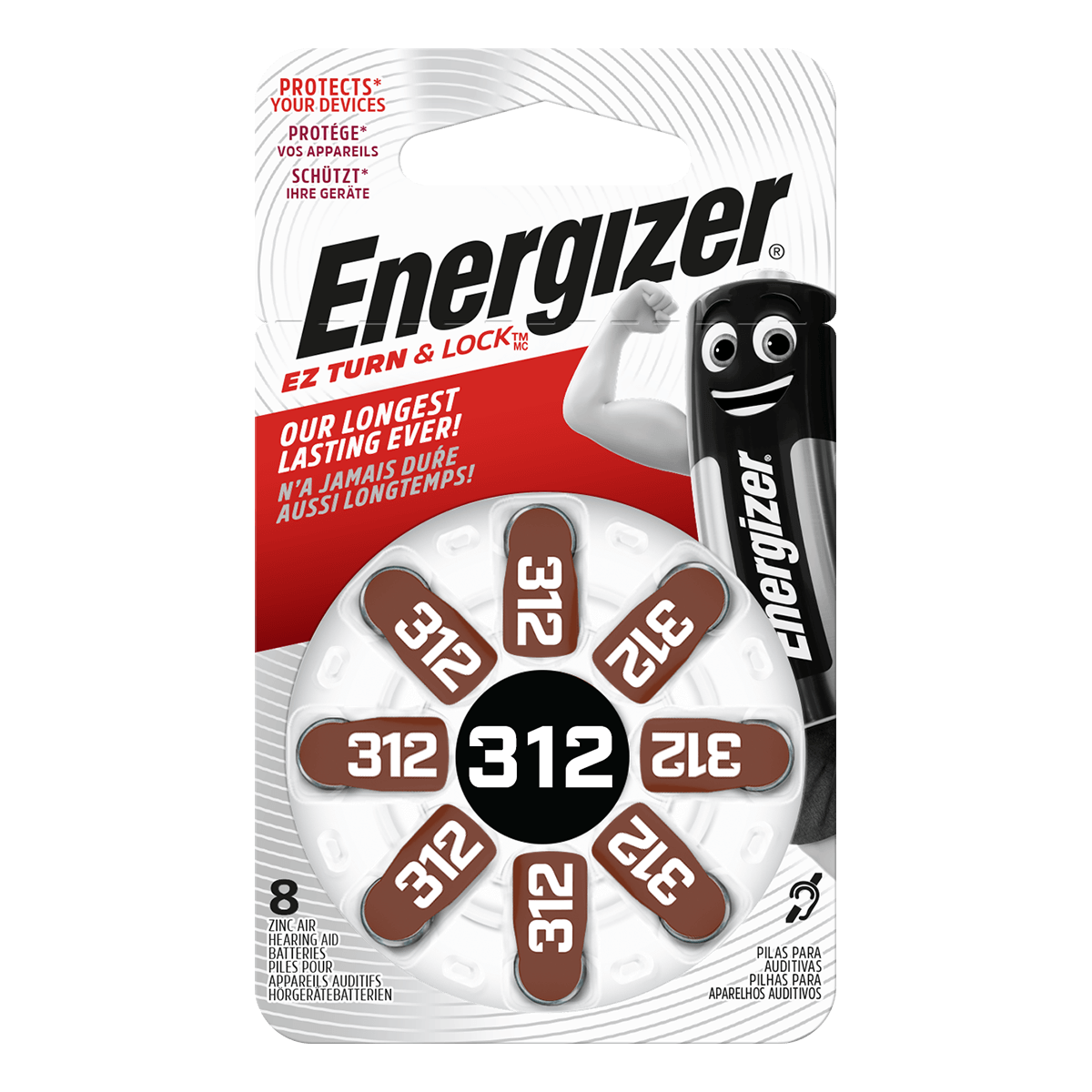 Μπαταρίες Ακουστικών Βαρηκοΐας ENERGIZER ZA 312 (8 Τεμάχια)