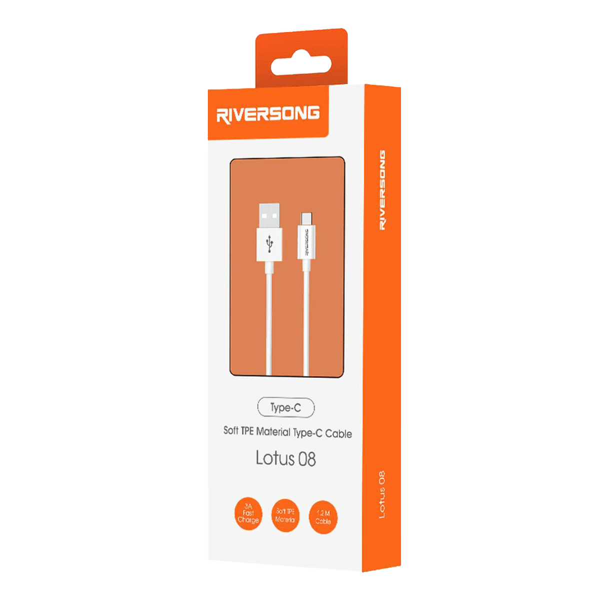 Καλώδιο USB Type-C RIVERSONG Lotus 08 CT71 1.2 Μέτρα Λευκό - 3