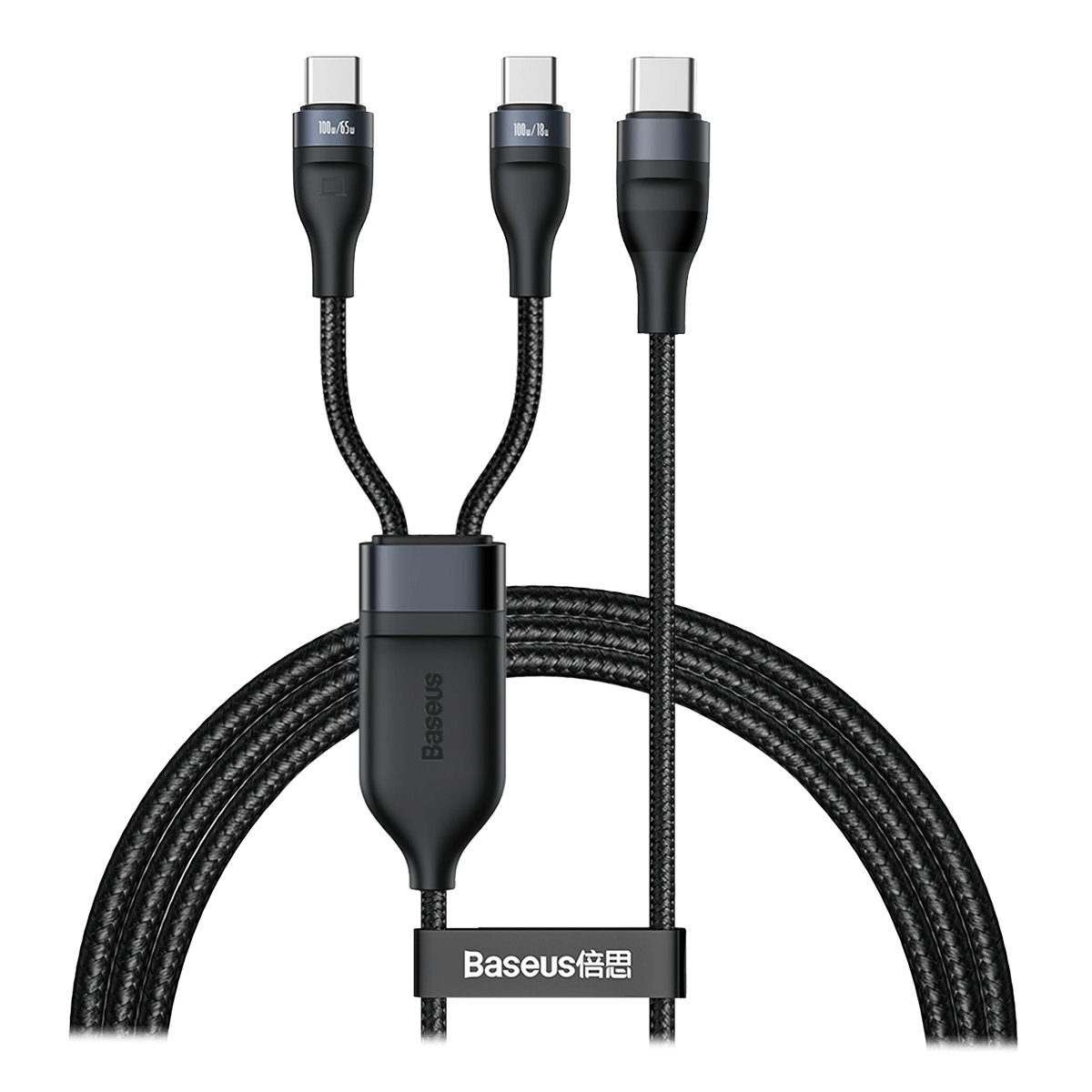 Καλώδιο BASEUS USB Type-C σε 2xUSB Type-C 100W 1.5 Μέτρα Μαύρο
