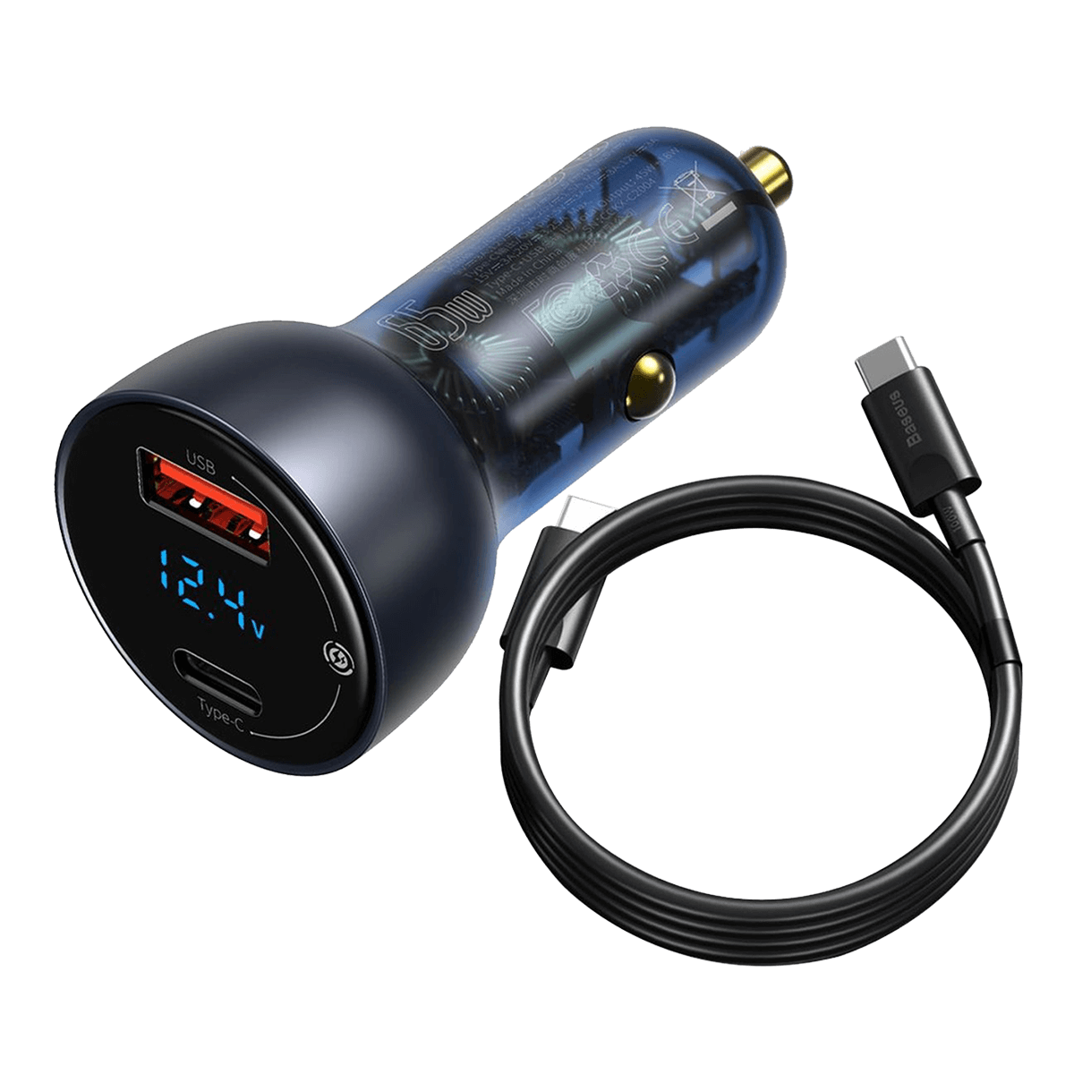 Φορτιστής Αυτοκινήτου BASEUS Dual Quick Charger με καλώδιο USB Type-C 65W