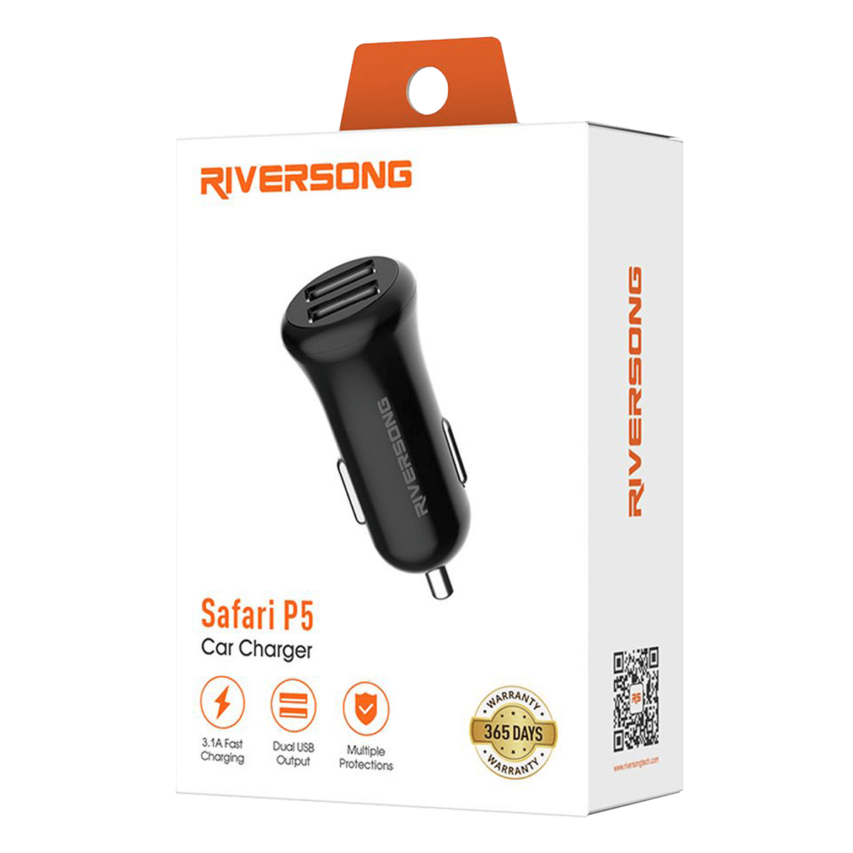 Φορτιστής Αυτοκινήτου RIVERSONG Dual Safari P5 3.1A Μαύρο - 3