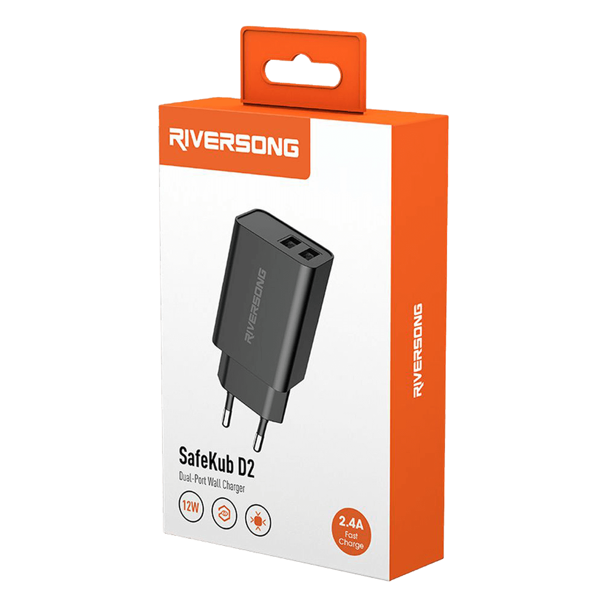Φορτιστής Ταξιδίου RIVERSONG Dual SafeKub D2 2.4A Μαύρο - 2