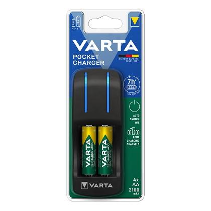 Pocket Charger Battery Charger + 4 rechargeable batteries VARTA AA 2100mAh VARTA